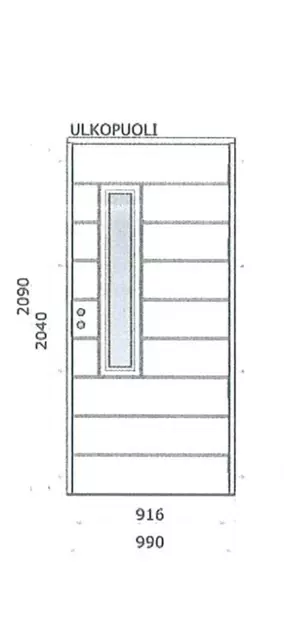 Ulko-ovi valkoinen, 2- tiivisteinen, Kaski Classic - Ulko-ovet - UO1RVALKPL10X21OIK - 2